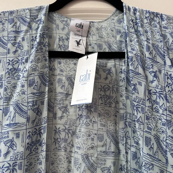 NWT CABI Beach Club Cover Up in Playa Print. Tropical. Cruise wear. Kimono - Picture 7 of 15